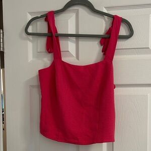 Old Navy Hot Pink Tie-Strap Square Neck Tank